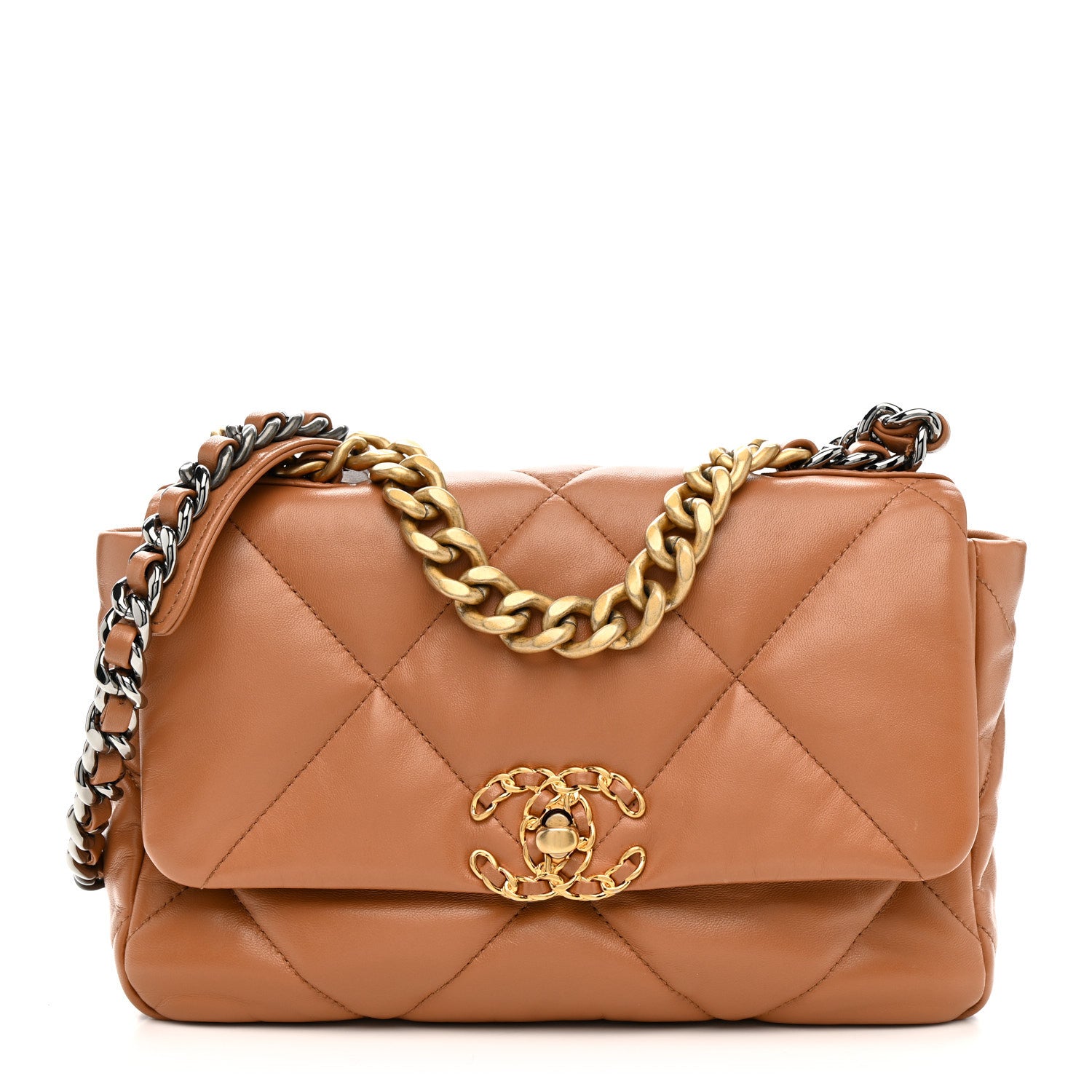 Chanel Lambskin Quilted Medium Chanel 19 Flap Brown 1 of 12
