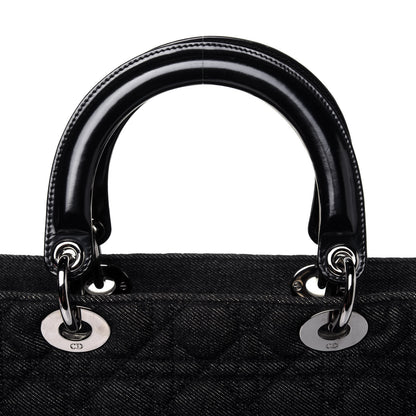 Christian Dior Denim Cannage Large Lady Dior Black 16 of 17