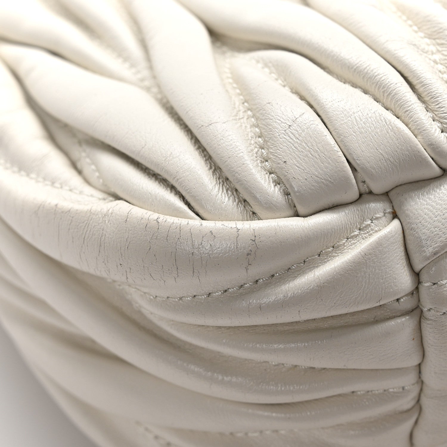 Miu Miu Nappa Matelasse Small Wander Hobo White 13 of 14