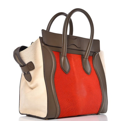 Celine Pony Hair Smooth Calfskin Mini Tri-Color Luggage 3 of 13