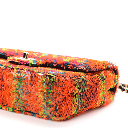Chanel Sequin Logo Single Flap Orange Turquoise Pink 8 of 8
