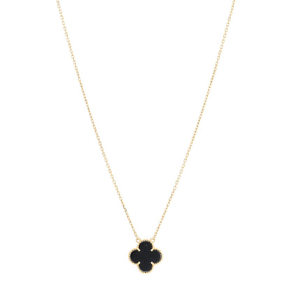 Van Cleef & Arpels 18K Yellow Gold Black Onyx Vintage Alhambra Pendant Necklace 1 of 4