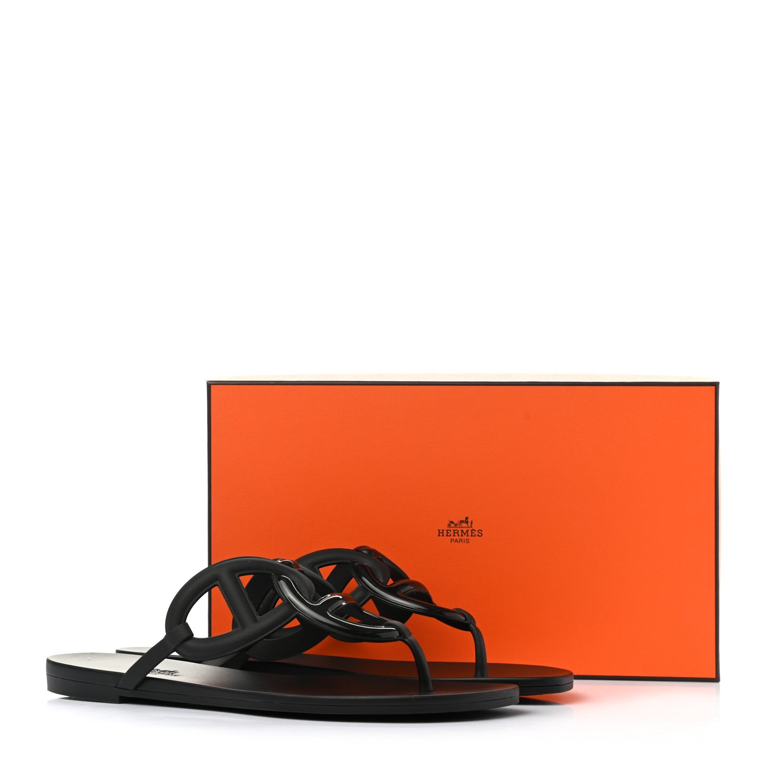 Hermes Rubber Womens Egerie Sandals 40 Black 9 of 9