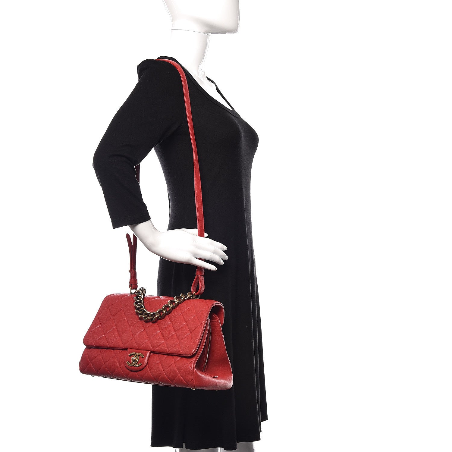Chanel Shiny Sheepskin Quilted Large Trapezio Flap Red 2 of 13