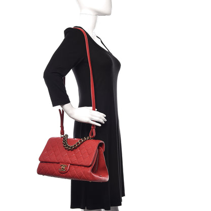 Chanel Shiny Sheepskin Quilted Large Trapezio Flap Red 2 of 13