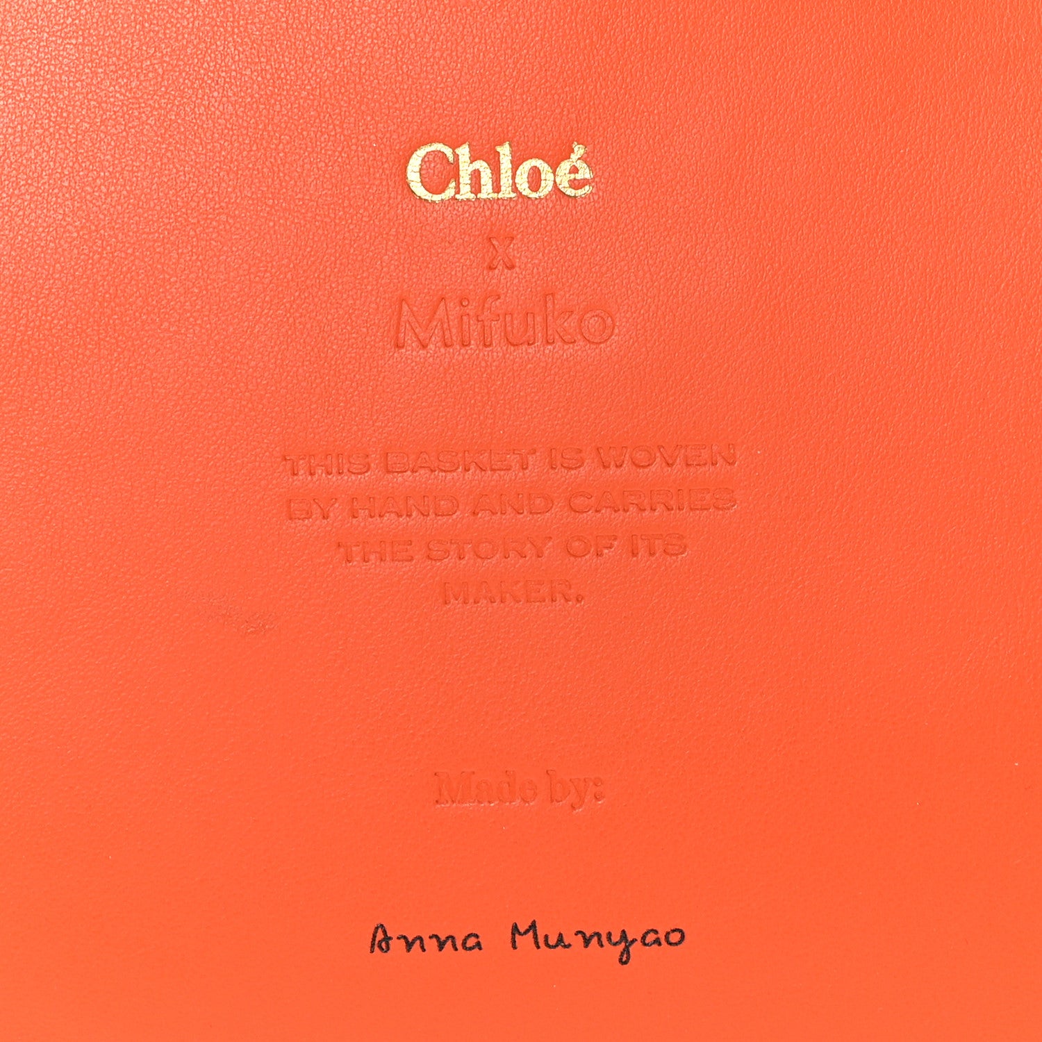 Chloe X MIFUKO Raffia Calfskin Basket Tote Orange Fizz 9 of 9