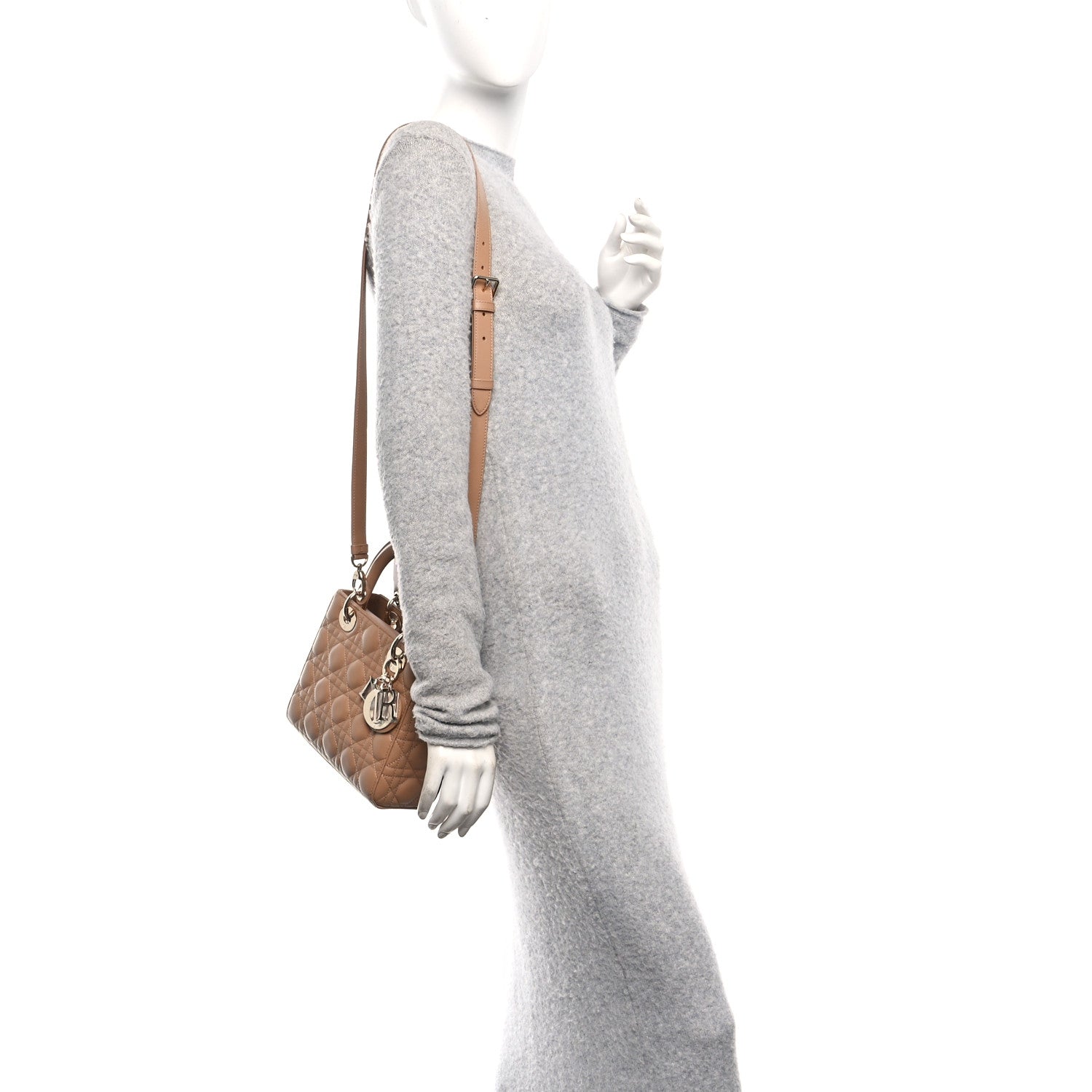 Christian Dior Lambskin Cannage Small Lady Dior Camel 2 of 10
