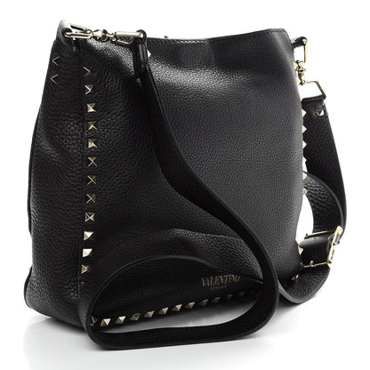 Valentino Garavani Pebbled Calfskin Small Rockstud Flip-Lock Messenger Bag Black 3 of 8
