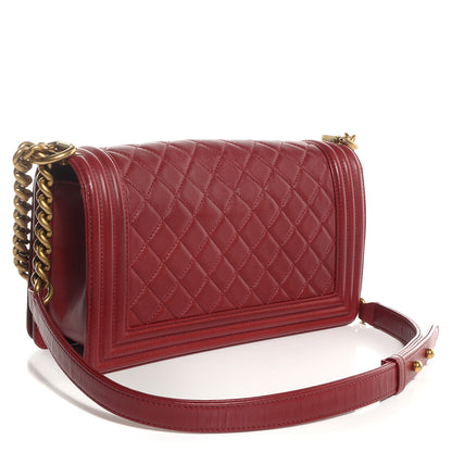 Chanel Lambskin Quilted Medium Boy Flap Dark Red 3 of 9
