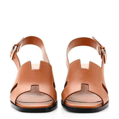 Hermes Calfskin Elbe 60 Sandals 35.5 Marron Glaise 2 of 8