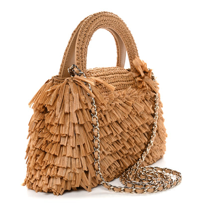 Chanel Raffia Fringe Nano Kelly Shopper Dark Beige 3 of 11