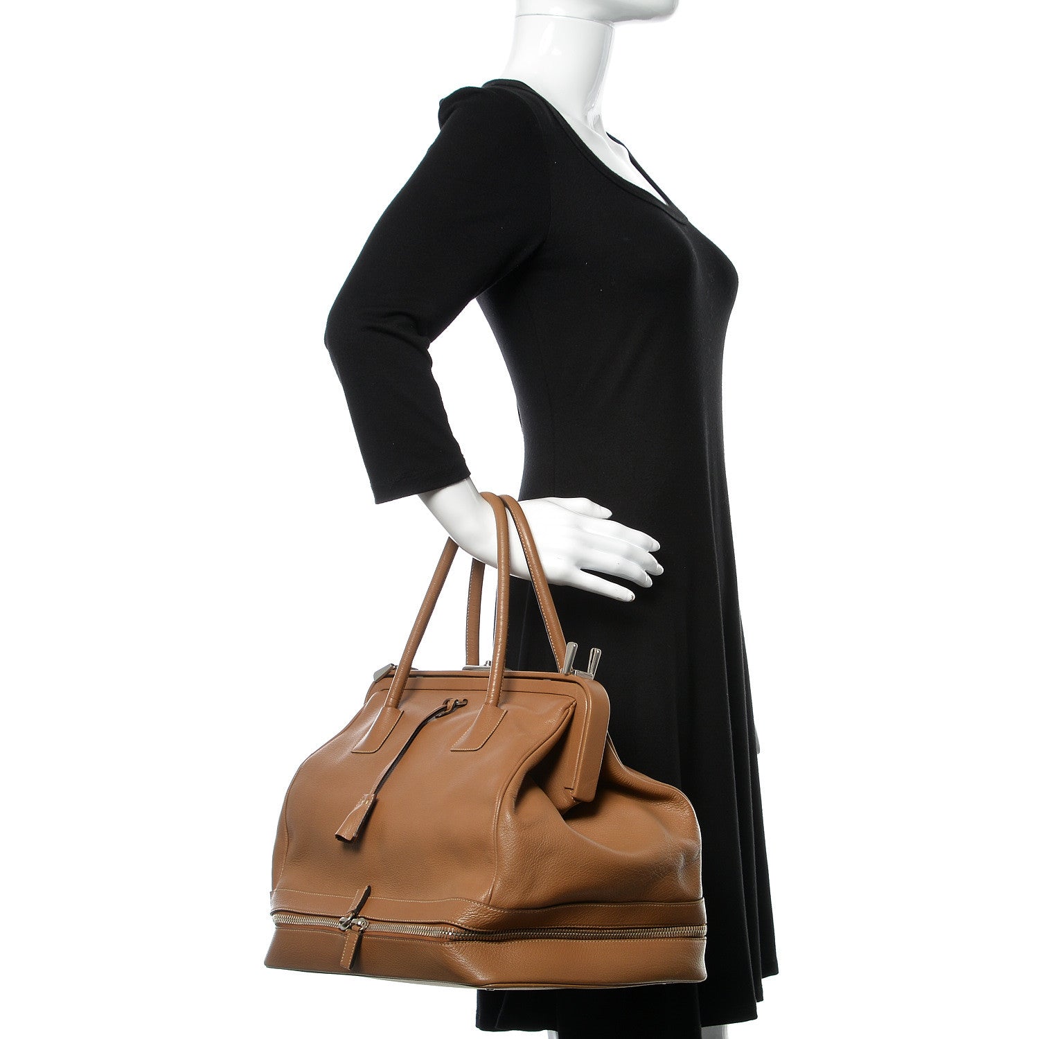 Prada Goatskin Cerniera Doctor Bag Beige 2 of 18
