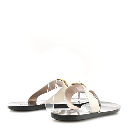 Gucci Calfskin GG Marmont Thong Sandals 38 Mystic White 5 of 7