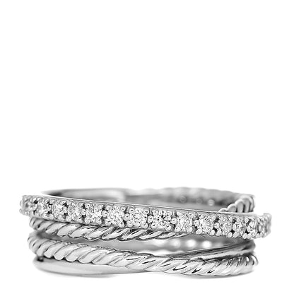 David Yurman Sterling Silver Diamond 7mm Crossover Ring 49 5 1 of 3