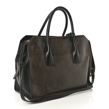 Prada Glace Calfskin Zip Tote Moro Black 3 of 12