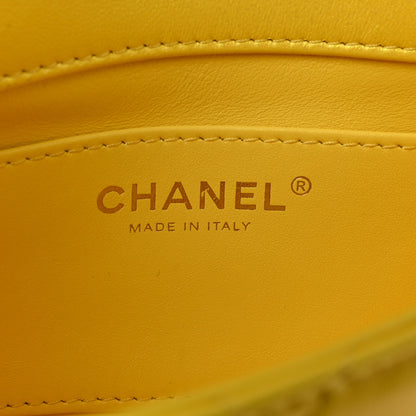 Chanel Pearly Lambskin Pearl Quilted Mini Flap Yellow 6 of 10