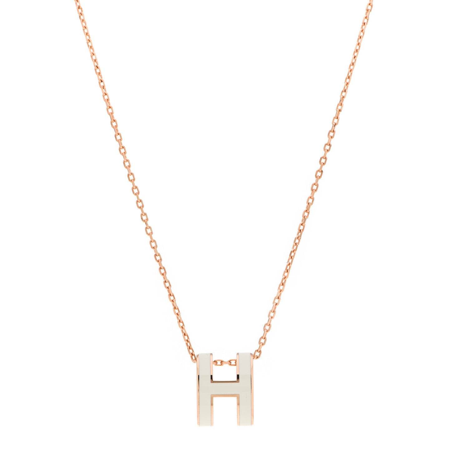 Lacquered Rose Gold Pop H Pendant Necklace White