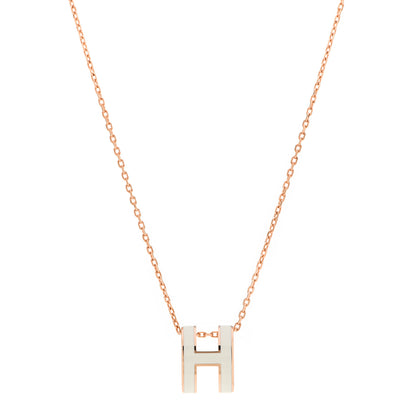 Hermes Lacquered Rose Gold Pop H Pendant Necklace White 1 of 6