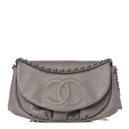 Chanel Caviar Half Moon Wallet On Chain WOC Light Grey 1 of 12