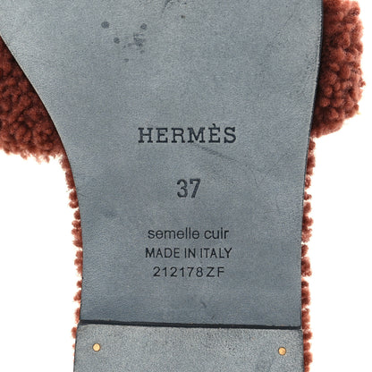 Hermes Woolskin Oran Sandals 37 Cognac 6 of 8