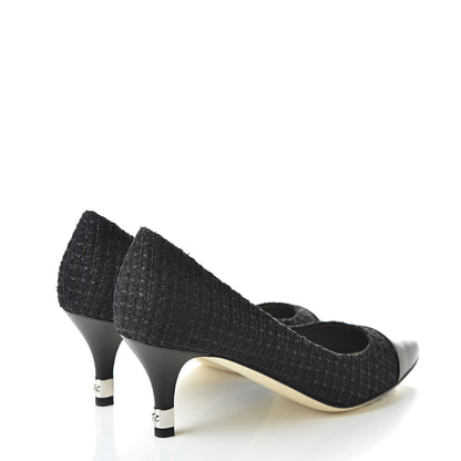 Chanel Lambskin Tweed CC Pump 36.5 Black 4 of 14