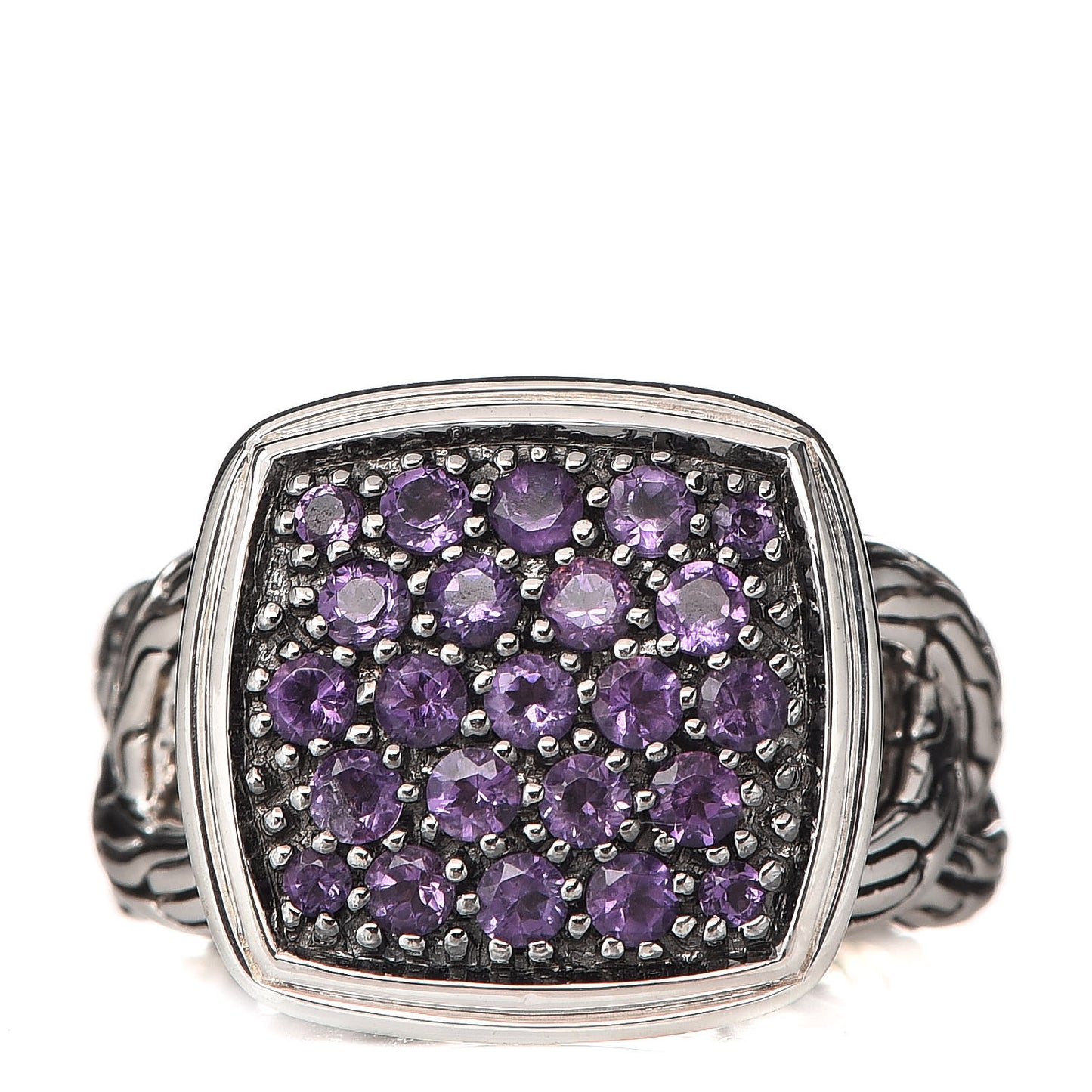 Sterling Silver Amethyst Small Lava Classic Chain Ring 52 6