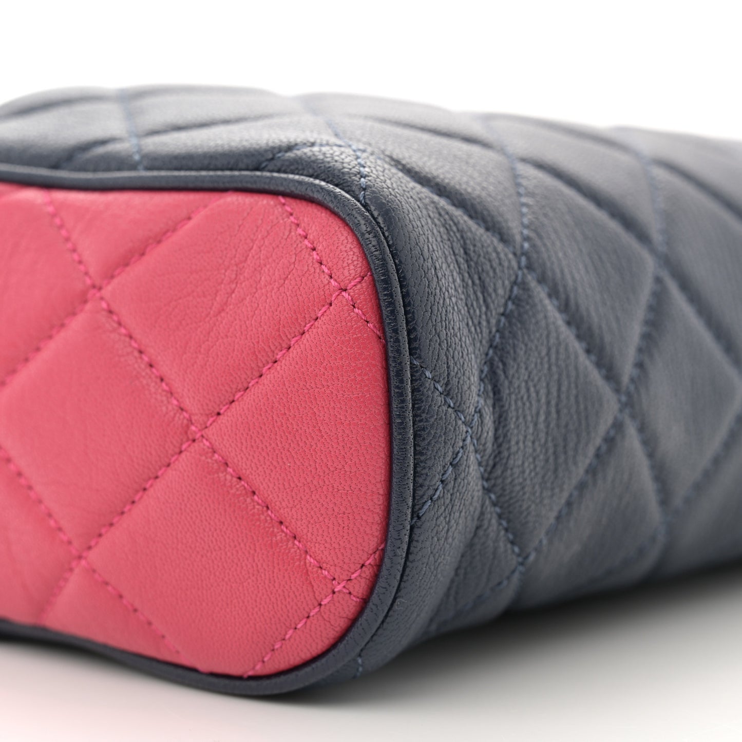 Goatskin Quilted Tri-Color Medium In & Out Camera Case Navy Turquoise Pink