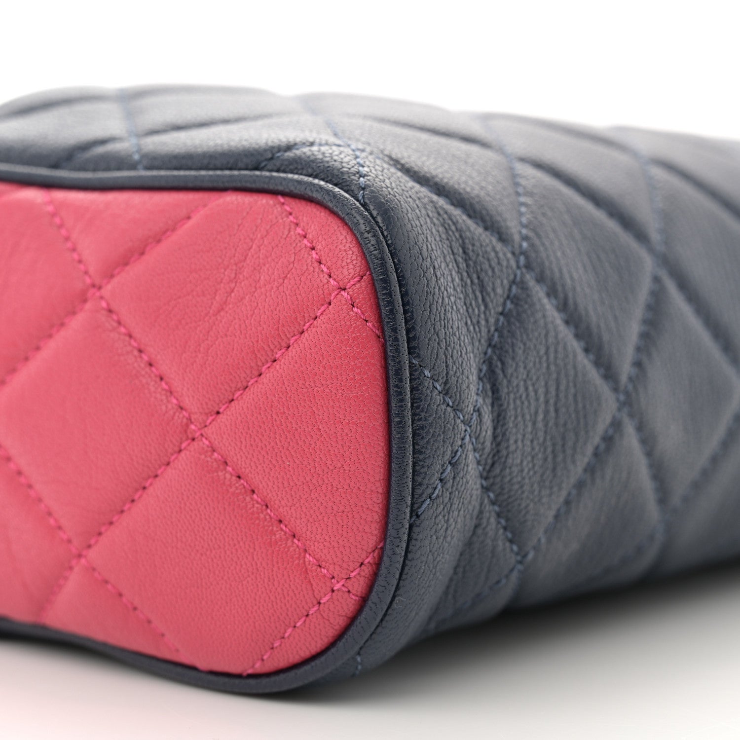 Chanel Goatskin Quilted Tri-Color Medium In & Out Camera Case Navy Turquoise Pink 8 of 9