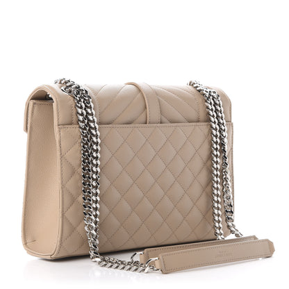Saint Laurent Grain De Poudre Textured Mixed Matelasse Medium Triquilt Monogram Satchel Nude Powder 3 of 10