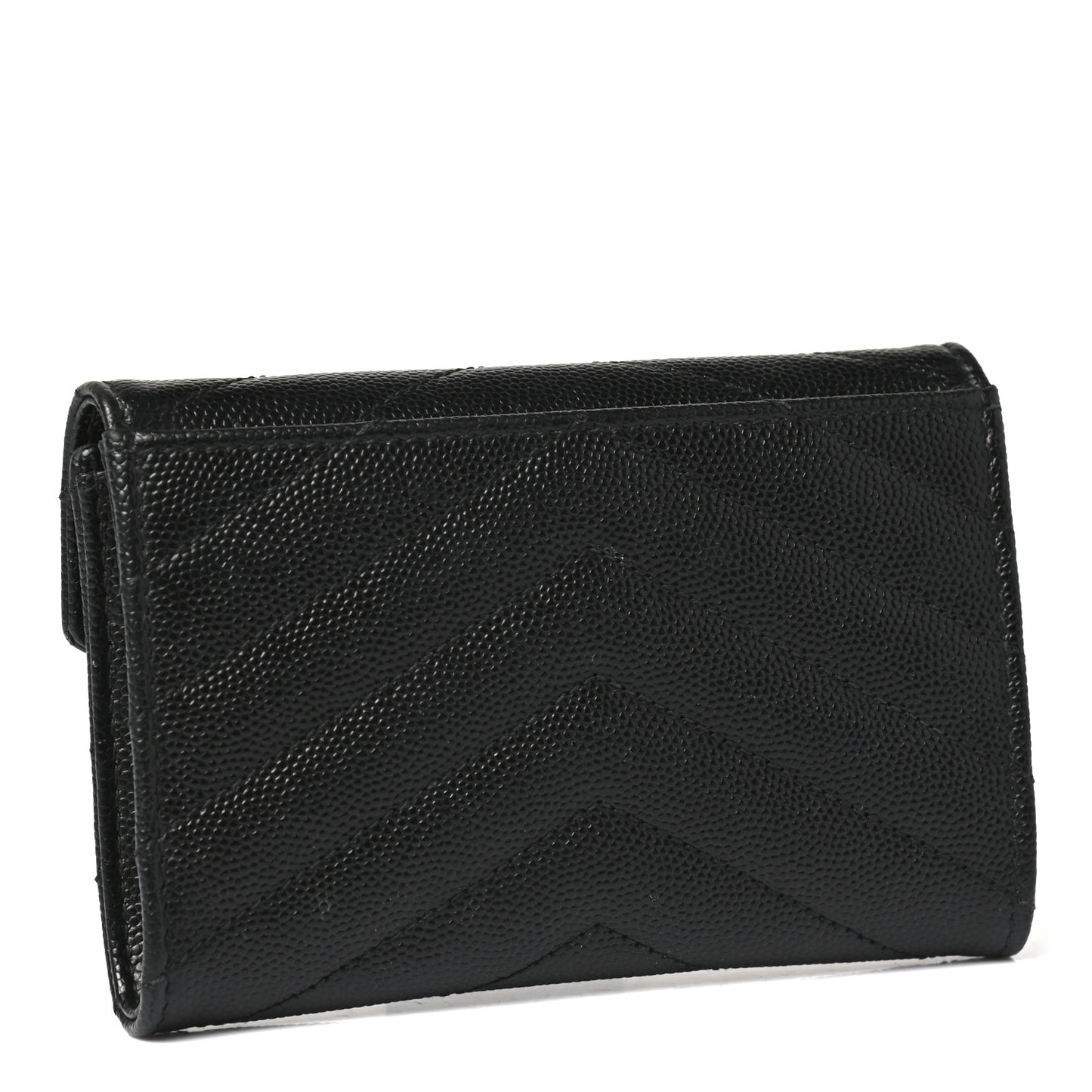Grain De Poudre Matelasse Chevron Small Monogram Envelope Wallet Black