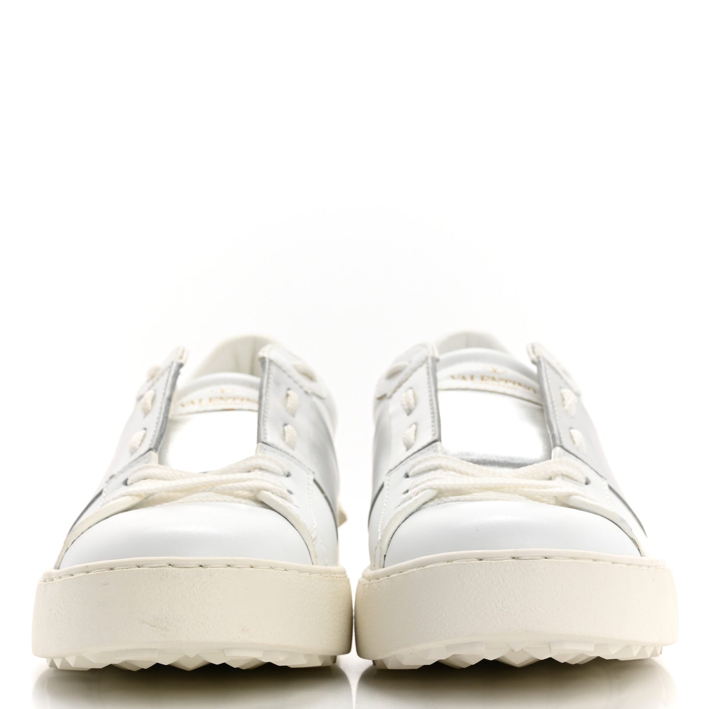 Calfskin Rockstud Open Sneakers 40 White Pewter