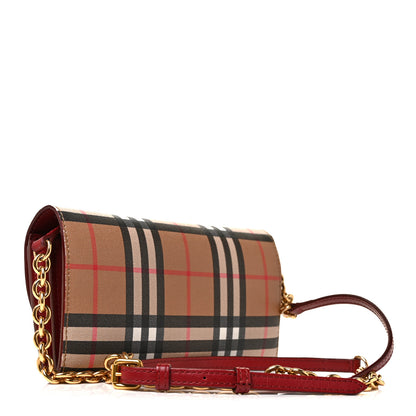 Burberry Vintage Check Henley Wallet On Chain Crimson 3 of 8