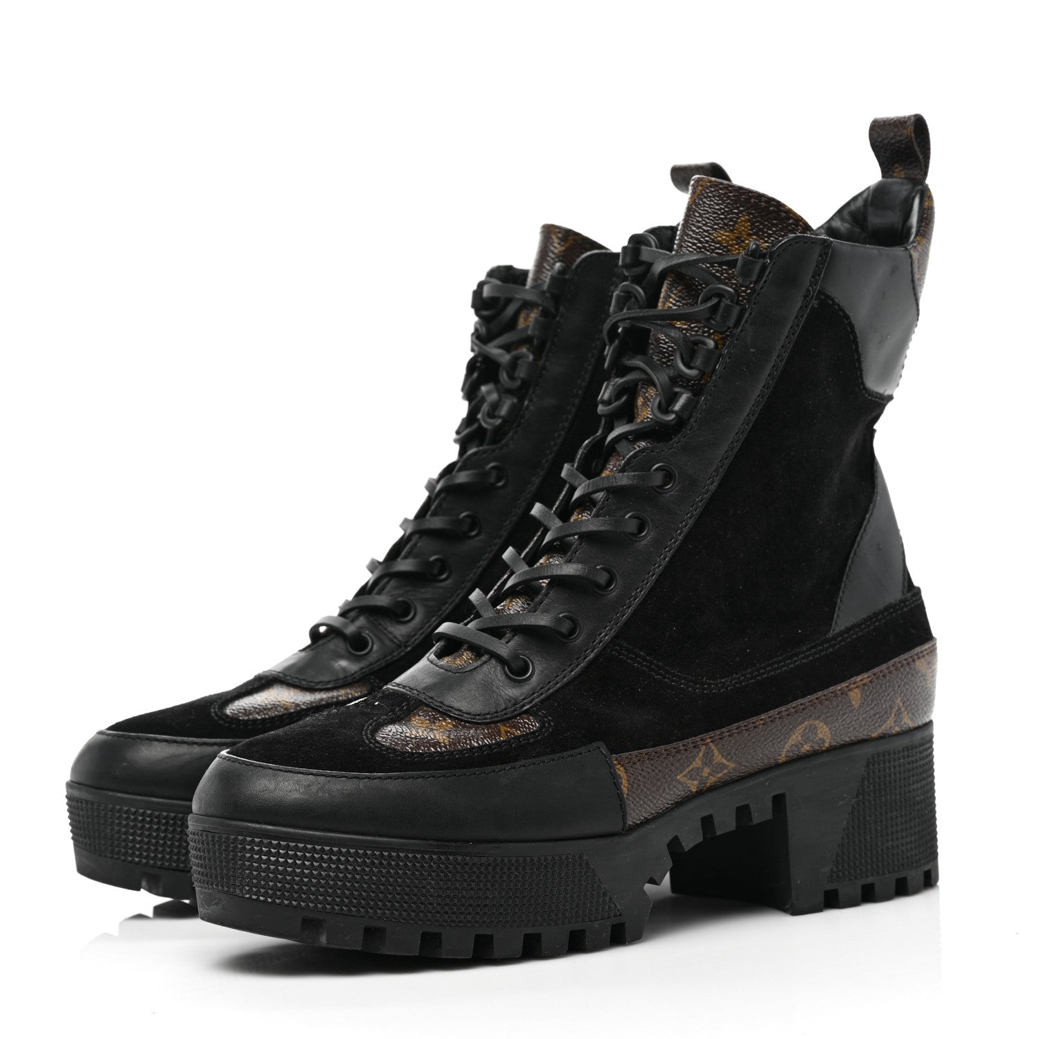 Louis Vuitton Suede Calfskin Monogram Laureate Platform Desert Boots 40 Black 3 of 7