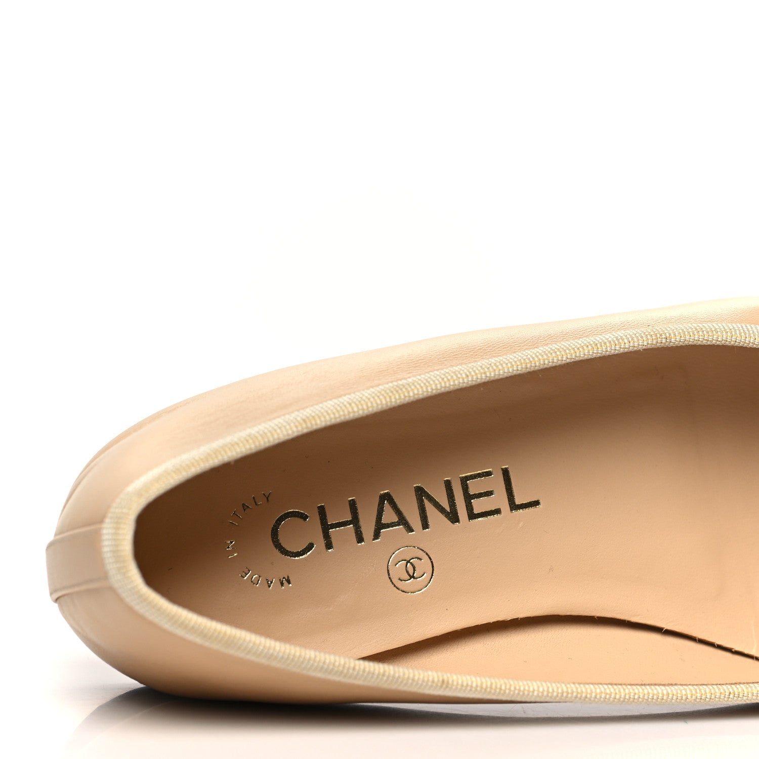 Chanel Lambskin Cap Toe CC Ballerina Flats 36 Beige Black 8 of 11