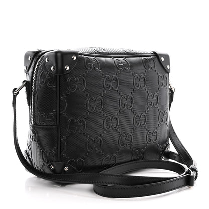 Gucci Calfskin GG Tennis Embossed Square Messenger Bag Black 3 of 10
