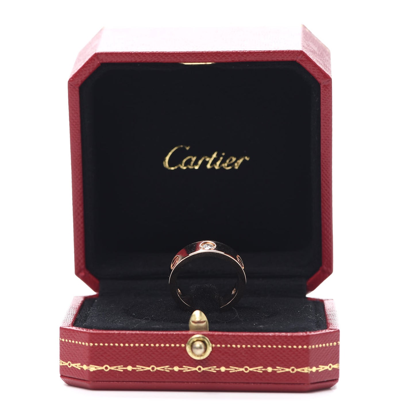18K Pink Gold 3 Diamond 5.5mm LOVE Ring 54 6.75