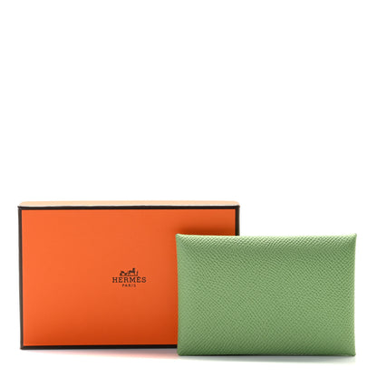 Hermes Epsom Calvi Card Case Vert Criquet 7 of 7
