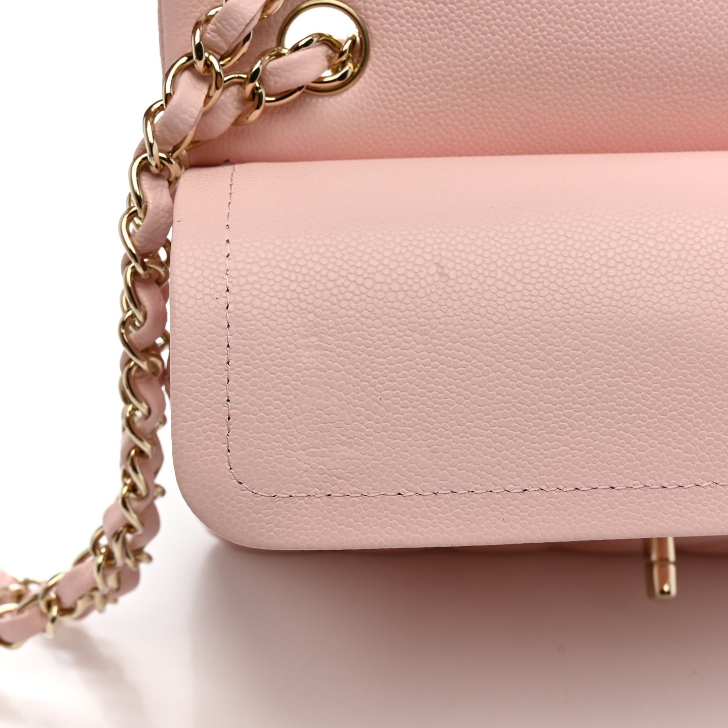 Caviar Quilted Small Double Flap Light Pink