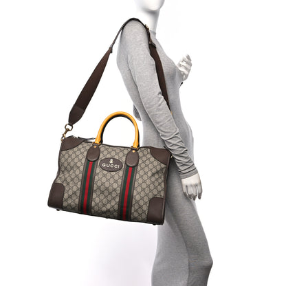 Gucci Soft GG Supreme Monogram Web Medium Duffle Bag Beige New Acero Crop 2 of 11