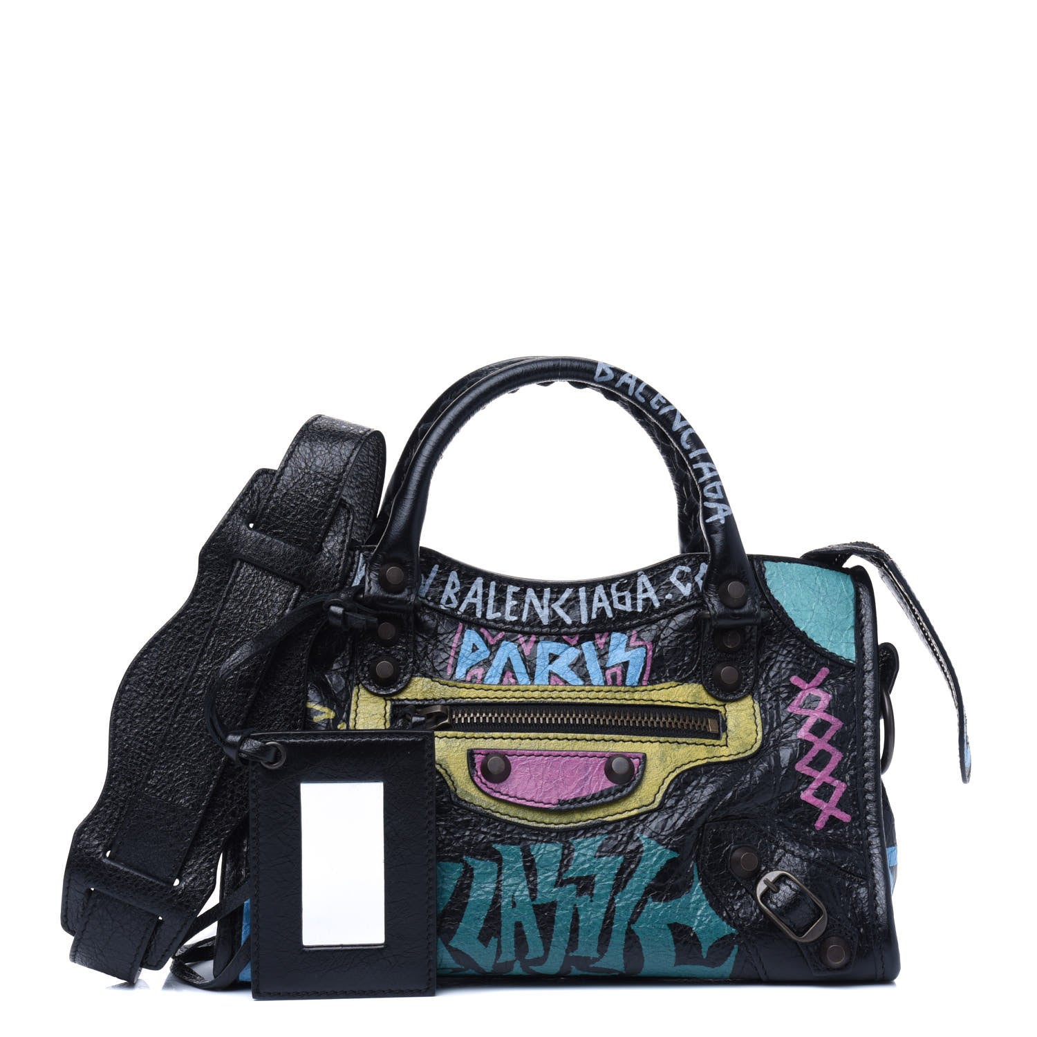Balenciaga Agneau Arena Graffiti All Over Classic Hardware Mini City Black Multicolor 1 of 10