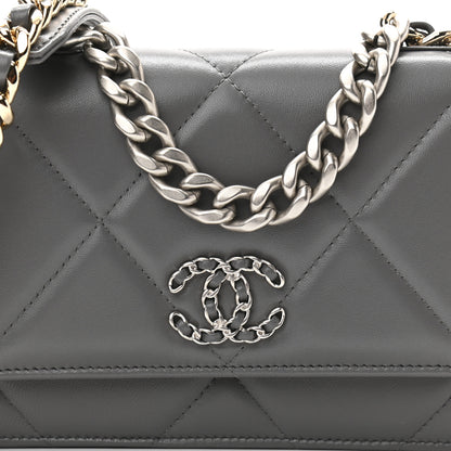 Chanel Lambskin Quilted Chanel 19 Wallet On Chain WOC Dark Grey 9 of 12