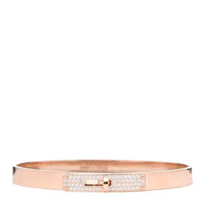 Hermes 18K Rose Gold Diamond PM Kelly Pave Bracelet SH 1 of 6