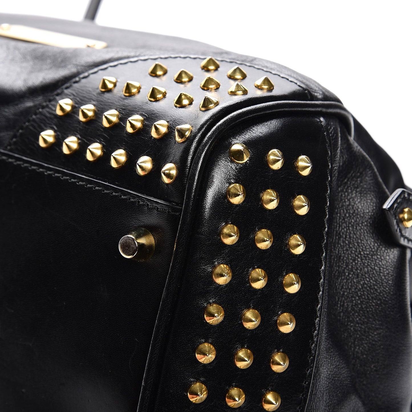 Lambskin Bridle Studs Small Canterbury Tote Black