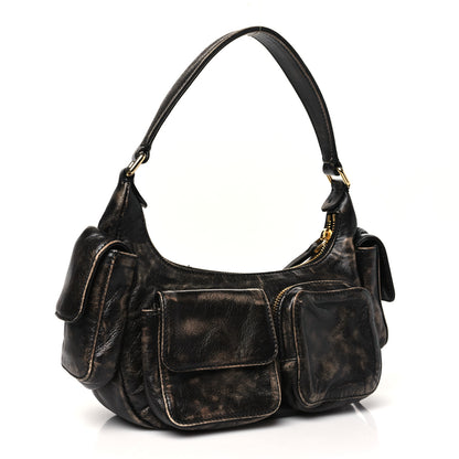 Miu Miu Distressed Nappa Pocket Bag  Sand Coffee 3 of 10