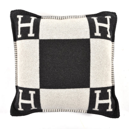 Hermes Wool Cashmere Avalon Pillow PM Ecru Gris Fonce 1 of 3