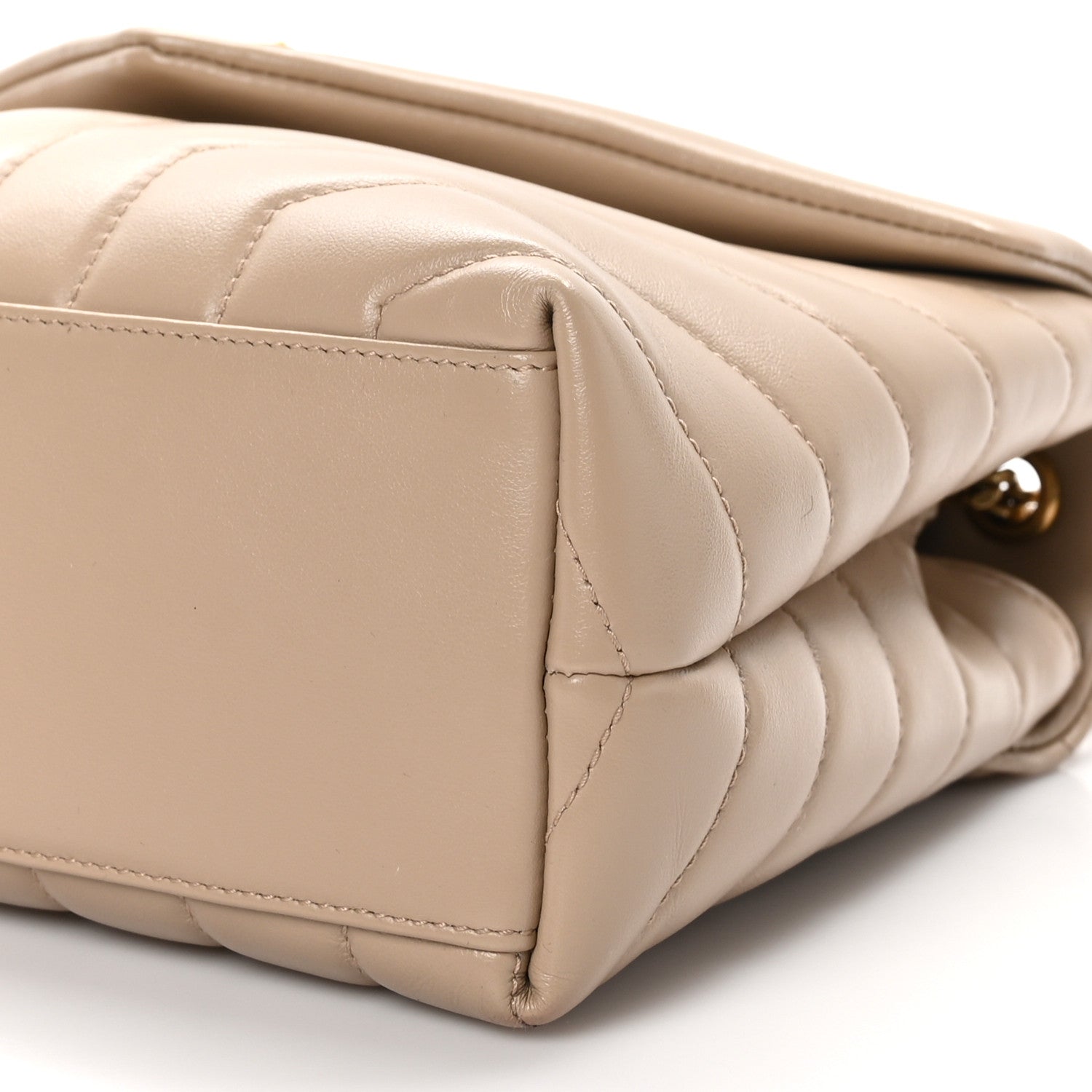 Saint Laurent Calfskin Y Quilted Monogram Small Loulou Chain Satchel Dark Beige 11 of 11