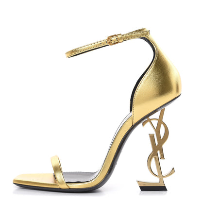 Saint Laurent Metallic Lambskin Opyum 110 Sandals 36 Oro 1 of 9