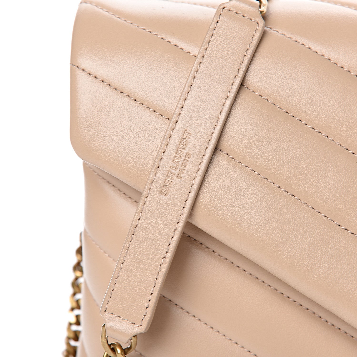 Saint Laurent Calfskin Y Quilted Monogram Medium Loulou Chain Satchel Nude Powder 8 of 11