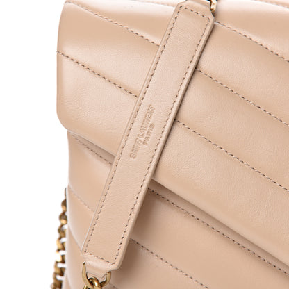 Saint Laurent Calfskin Y Quilted Monogram Medium Loulou Chain Satchel Nude Powder 8 of 11