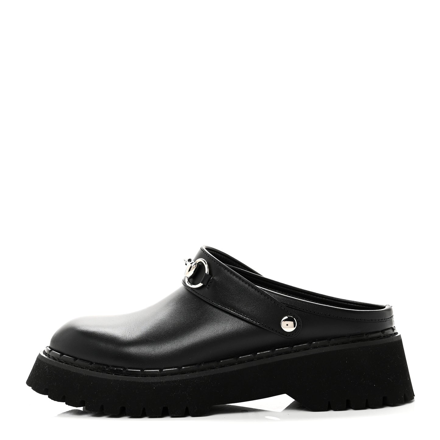 Calfskin Womens Horsebit Platform Mules 39 Black